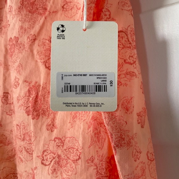 NWT Woman’s a.n.a Orange Coral Floral Sleeveless Blouse Top Open Back Large - Picture 3 of 8